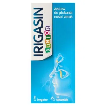Irigasin Junior zestaw do płukania nosa i zatok,12 saszetek + irygator