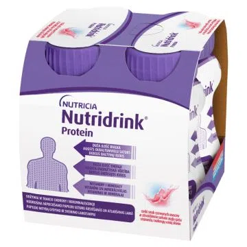 Nutridrink Protein, rześki smak czerwonych owoców, płyn, 4 x 125 ml