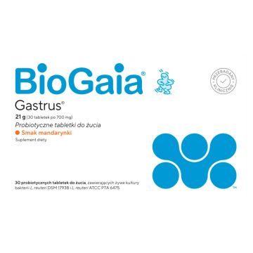 BioGaia Gastrus, tabletki do żucia o smaku mandarynkowym, 30 szt.