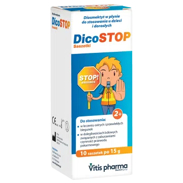 Dicostop, płyn doustny, 10 saszetek po 15 g