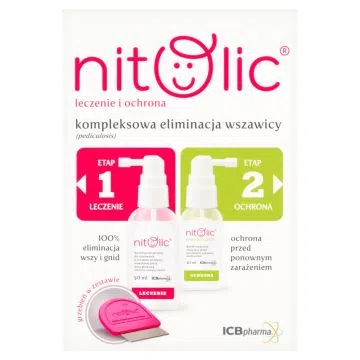 Pipi Nitolic, zestaw, leczenie i ochrona przeciw wszawicy 50 ml + 30 ml + grzebień