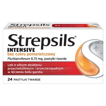 Strepsils Intensive bez cukru pomarańczowy, 8,75 mg, pastylki twarde, 24 szt.
