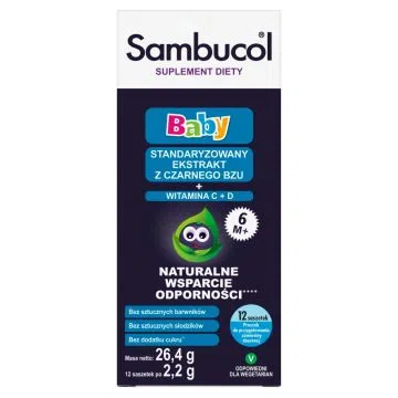 Sambucol Baby, proszek do przygotowania zawiesiny doustej, 2,2 g, saszetki, 12 szt.