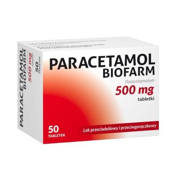 Paracetamol  Biofarm, 500 mg, tabl., 50 szt