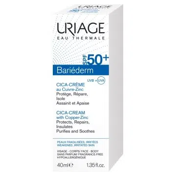 Uriage Bariederm CICA SPF 50+,krem,regenerujacy,Cu-Zn, 40 ml
