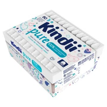 Kindii Pure, patyczki higieniczne dla niemowląt, 60 szt.