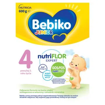 Bebiko Junior 4 NUTRIflor Expert, odżywcza formuła na bazie mleka, powyżej 2. roku życia, proszek, 600 g