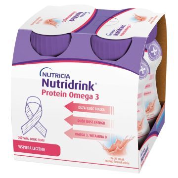 Nutridrink Protein Omega 3, płyn rześki smak mango-brzoskwinia, 4 x 125 ml