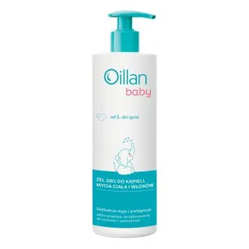 Oillan Baby, Żel 3w1 do kąpieli, mycia ciała i włosów, 400 ml