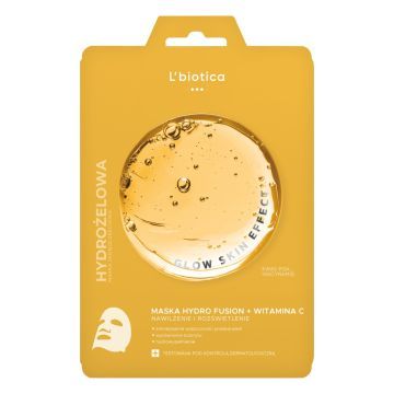 L'Biotica PGA Hydro Fusion+Witamina C, hydrożelowa maska do twarzy, 1 szt.