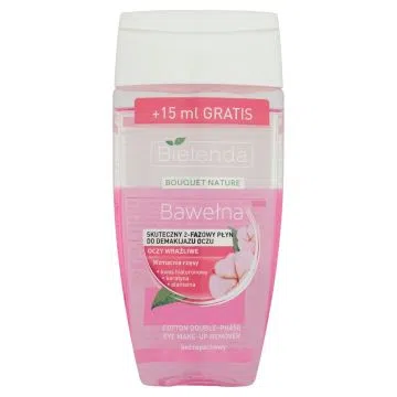 Bielenda Bouquet Nature Bawełna, Skuteczny 2-fazowy płyn do demakijażu oczu, 140 ml