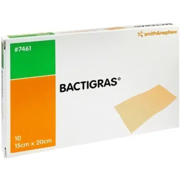 Bactigras, opatrunek parafinowy, jałowy, 15 cm x 20 cm, 10 szt.
