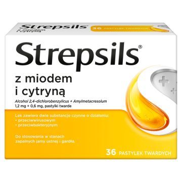 Strepsils z miodem i cytryną, pastylki twarde, 36 szt.