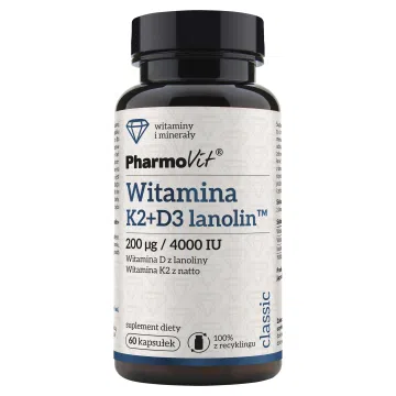 Pharmovit Classic, witamina K2 + D3 lanolin 21,6 g, kapsułki, 60 szt.