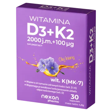 Witamina D3+K2, kaps., 30 szt