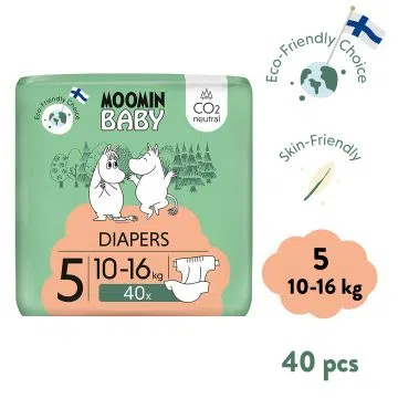 Moomin Baby 5 Maxi 10–16 kg, eko pieluszki, 40 szt.