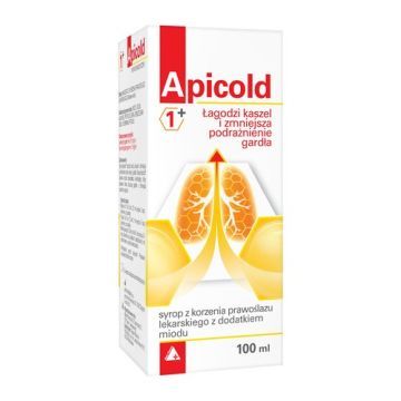 Apicold 1+, syrop z korzenia prawoślazu, z dodatkiem miodu, 100 ml