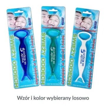 Czyścik, przyrząd do czyszczenia języka, z uchwytem na nić dentystyczną,1 szt.