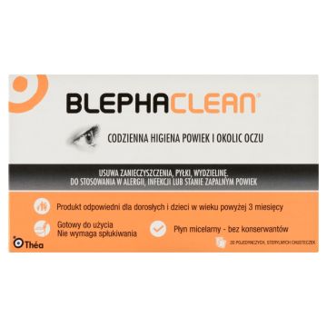 Blephaclean, chusteczki sterylne do codziennej higieny powiek, 20 szt.