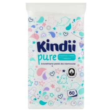 Kindii, Baby Sensitive, płatki bawełniane dla niemowląt, 60 szt.