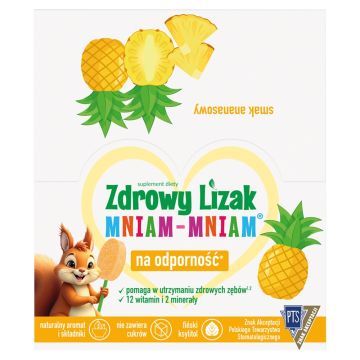 Zdrowy Lizak MniamMniam,ananas,b/cukru,40szt,disp