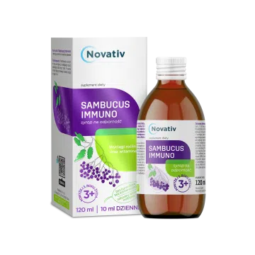 Novativ Sambucus immuno, syrop na odporność, 120 ml