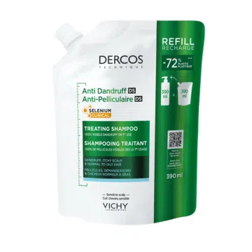 Vichy Dercos, szampon przeciwłupieżowy, włosy normalne i przetłuszczające się, refill, 390ml