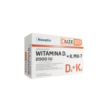 Novativ Witamina D3 2000 IU+K2 MK-7, kapsułki, 120 szt.