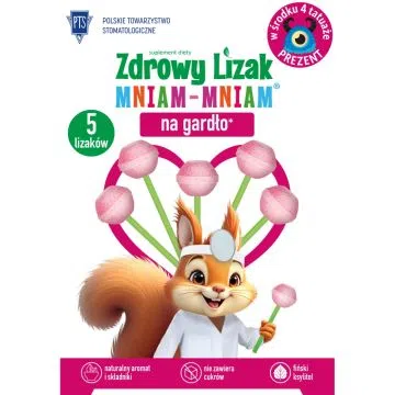 Zdrowy Lizak MniamMniam,na gardlo,malina,4szt+1szt,PR.773/19
