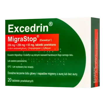Excedrin MigraStop, tabl.powl.,(i.row),Delf,Belgia, 20 szt