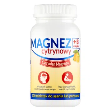 Magnez cytrynowy B Complex, tabletki, smak cytrynowy, 100 szt.