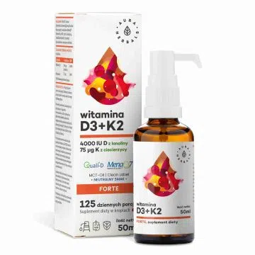 Witamina D3 4000 IU + K2, MCT, krople, 50 ml