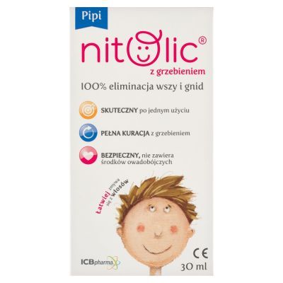 Pipi Nitolic, płyn przeciw wszawicy, z grzebieniem, 30 ml