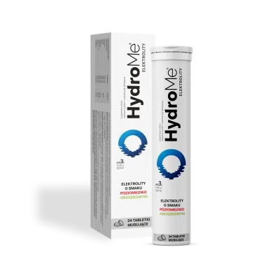 HydroMe Elektrolity o smaku poziomkowo-gruszkowym, 24 tabletki musujące