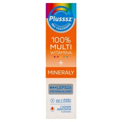 Plusssz 100% Multiwitamina + Minerały, tabletki musujące, 20 szt.