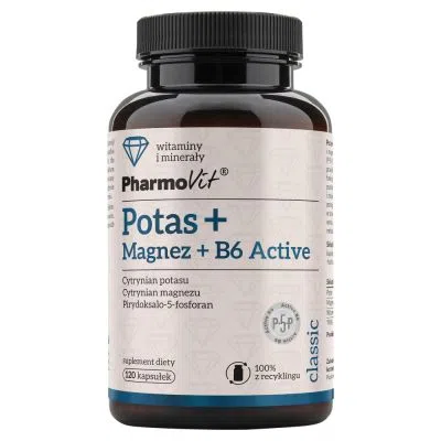 Pharmovit Classic, potas + magnez + B6 active 136,39 g, kapsułki, 120 szt.