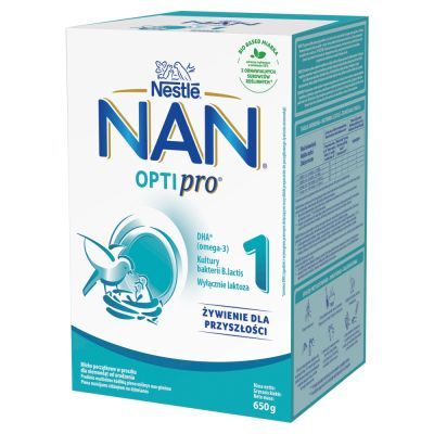 Mleko Nan Optipro 1, mleko początkowe dla niemowląt od urodzenia, proszek, 650 g, (2 x 325 g)