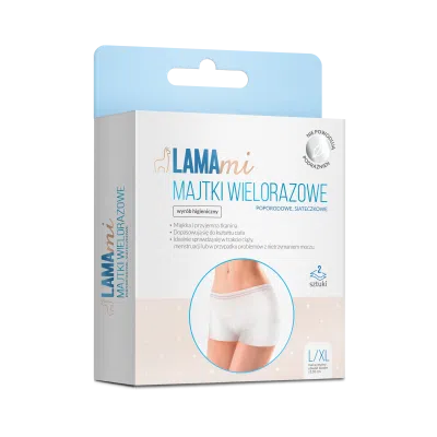 LAMAmi majtki wielorazowe, poporodowe, siateczkowe, L/XL, 2 sztuki