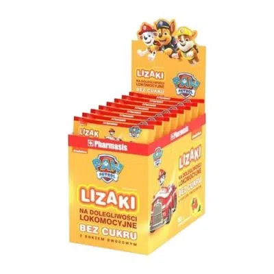 Lizak na dolegliwości lokomocyjne Pharmasis Psi Patrol, lizak, smak morelowy, 50 szt.