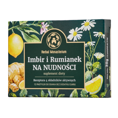 Imbir i Rumianek na nudnosci, pastyl.do ssania, 12szt