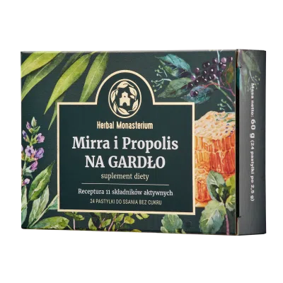 Mirra i Propolis na Gardlo bez cukru, pastyl.do ssania,24szt