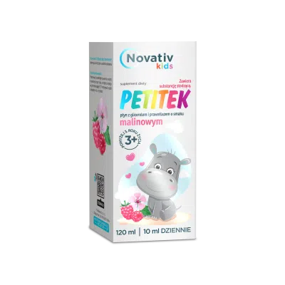 Novativ kids Petitek, płyn o smaku malinowym, 120 ml