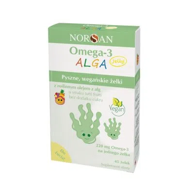 Norsan, Omega-3 Alga Jelly olej z alg morskich, żelki, 45 szt