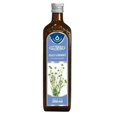 Olej lniany, tloczony na zimno,1000 ml