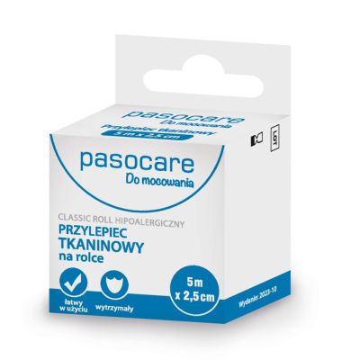 Pasocare, przylepiec tkaninowy, 5 m x 2,5 cm, 1 szt. (rolka)