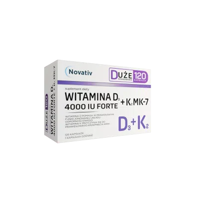 Novativ Witamina D3 4000 IU Forte+K2 MK-7, kapsułki, 120 szt.