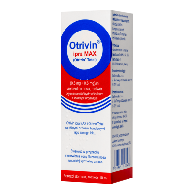Otrivin ipra MAX (Otrivin Total), (0,5 mg + 0,6 mg)/ml, aerozol do nosa, roztwór