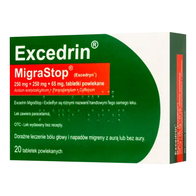 Excedrin MigraStop, tabl.powl.,(i.row),Delf,Belgia, 20 szt