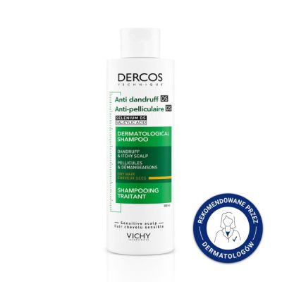 Vichy Dercos, szampon przeciwłupieżowy, włosy suche, 200 ml