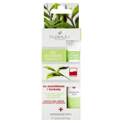 Flos-Lek Pharma, żel do powiek i pod oczy, ze świetlikiem i herbatą, 15 ml